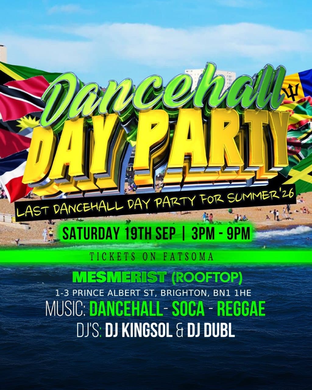 Dancehall Day Party – Saturday 19 September 2026 at The Mesmerist Rooftop
